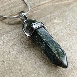 Kambaba Jasper Crystal Necklace on 18" Silver Snake Chain #120
